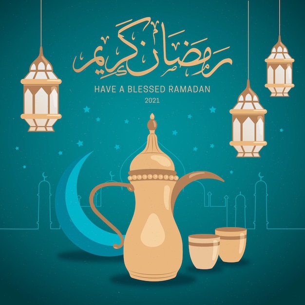 Hand drawn ramadan kareem illustration