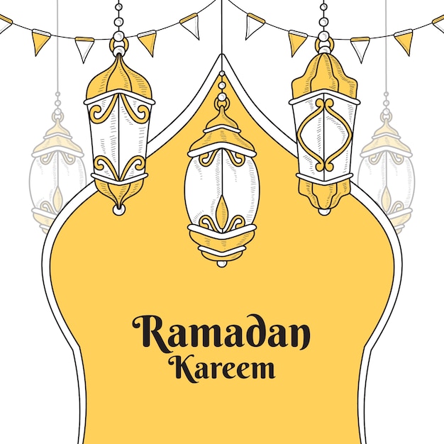 Vettore gratuito illustrazione di ramadan kareem disegnata a mano