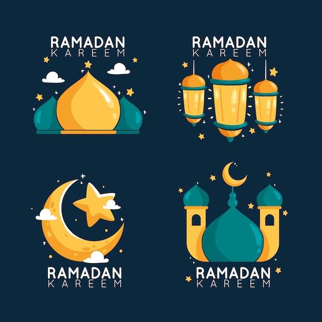 Free vector hand drawn ramadan label collection