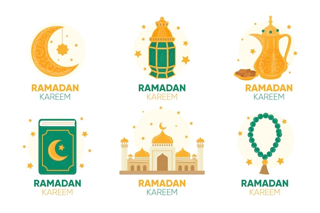 Hand drawn ramadan label collection