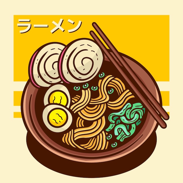 Vettore gratuito illustrazione di ramen disegnata a mano