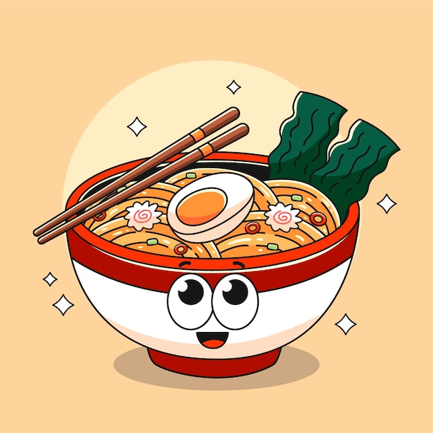 無料ベクター 手描きのラーメンイラスト