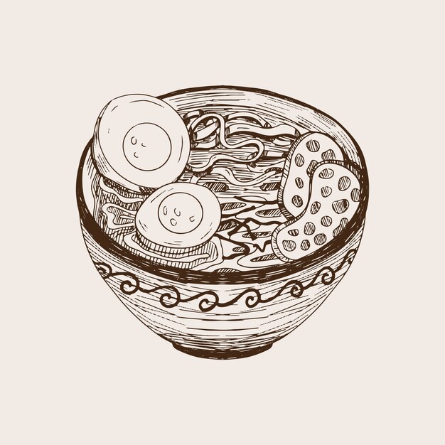 Hand drawn ramen illustration