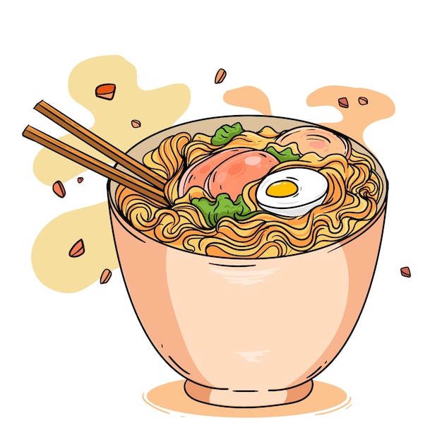 手描きのラーメンイラスト