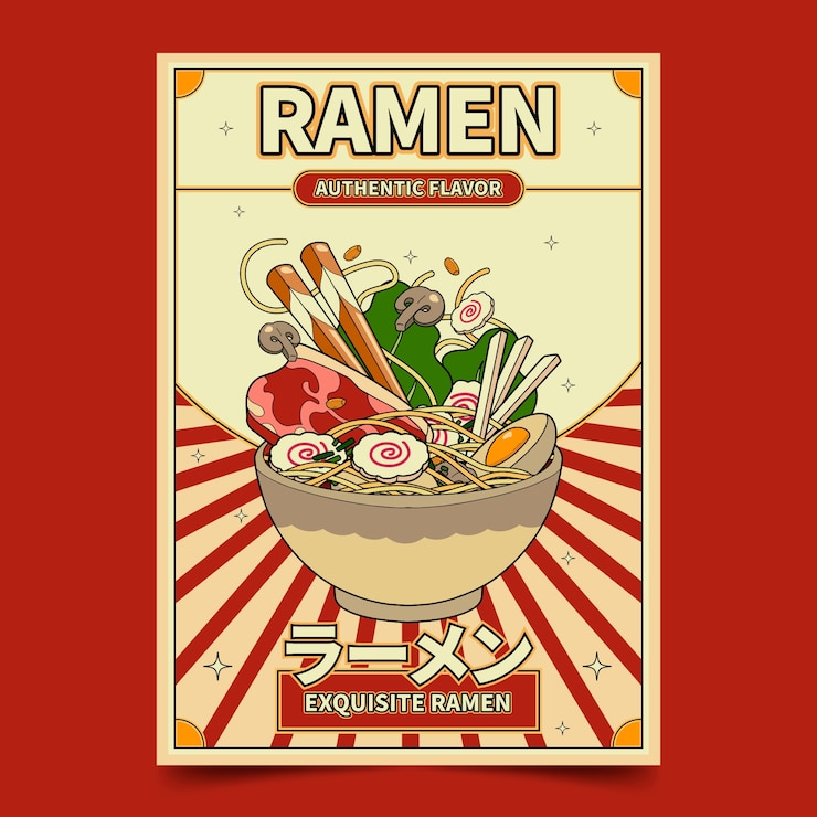 Free Vector hand drawn  ramen poster  design