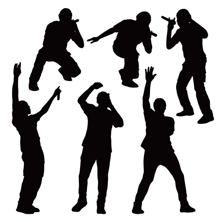 Free Vector hand drawn rapper  silhouette