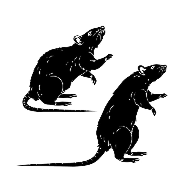 無料ベクター 手描きのネズミのシルエット