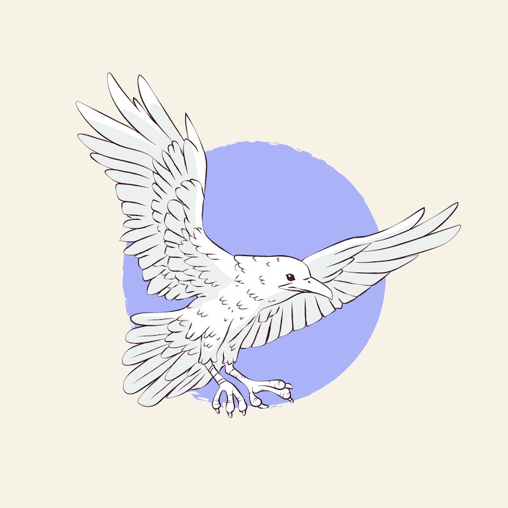 Free Vector hand drawn raven  flying drawing illustration