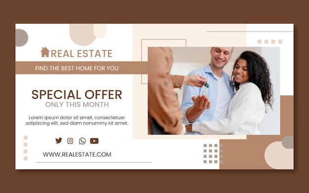 Hand drawn real estate business facebook template