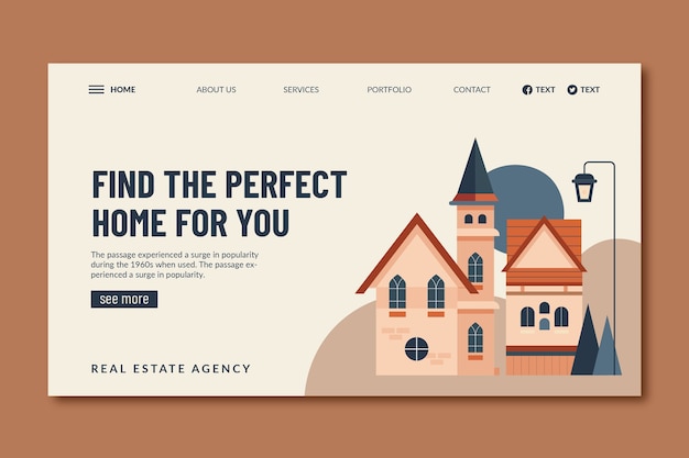 Free vector hand drawn real estate business  landing page