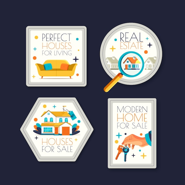 Free vector hand drawn real estate labels