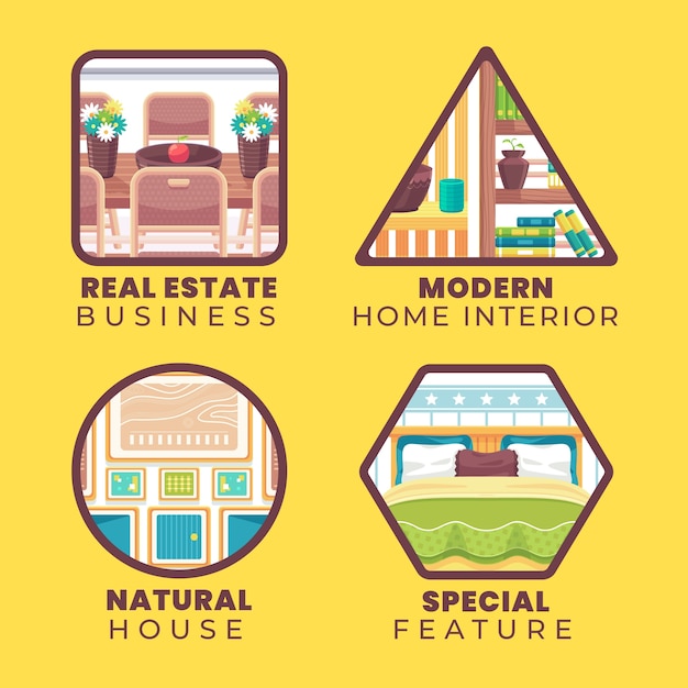 Free vector hand drawn real estate labels