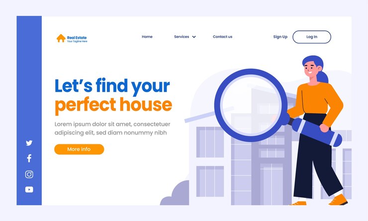 Free Vector hand drawn real estate landing page template