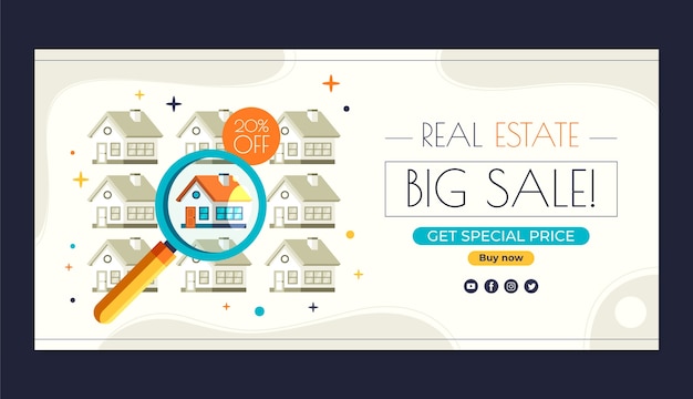 Free vector hand drawn real estate sale banner template