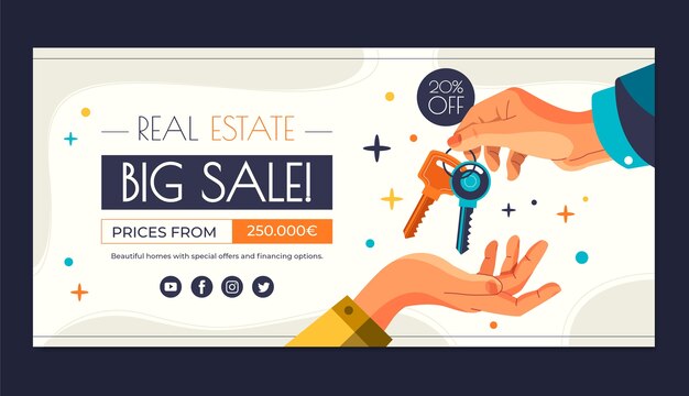 Hand drawn real estate sale banner