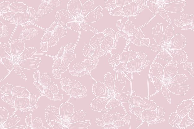 Hand drawn realistic floral background