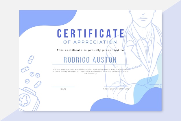 Free vector hand drawn realistic medical certificate