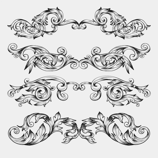 Hand drawn realistic ornamental border