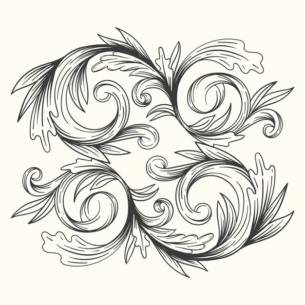 Hand-drawn realistic ornamental border