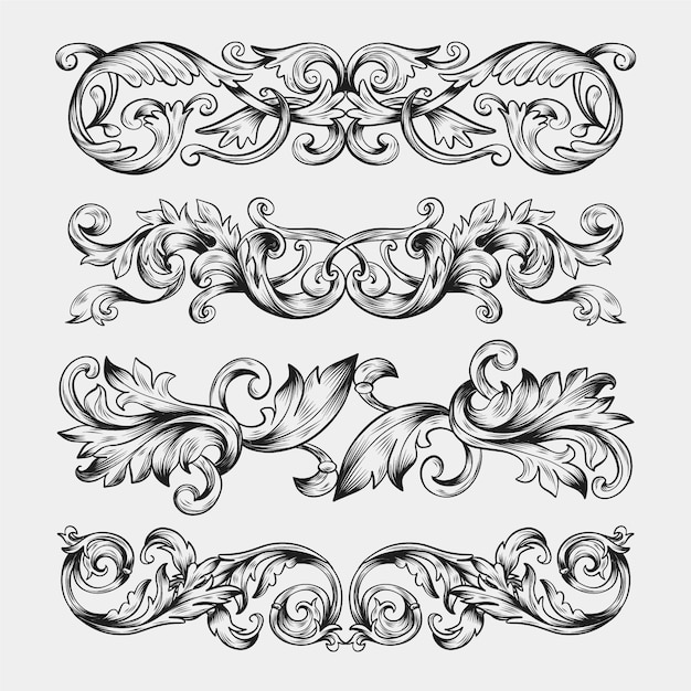 Hand drawn realistic ornamental border
