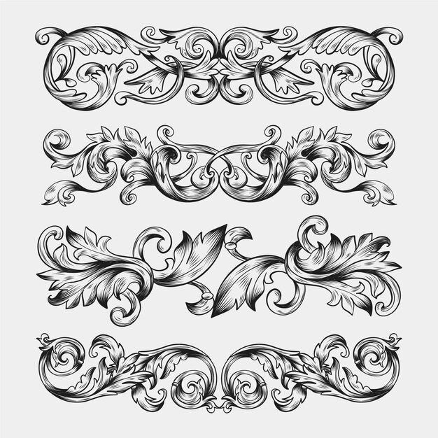 Hand drawn realistic ornamental border