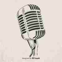 Free vector hand drawn realistic retro microphone