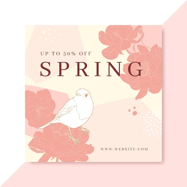 Free vector hand drawn realistic spring instagram post