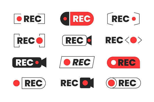 손으로 그린 rec 라벨 세트