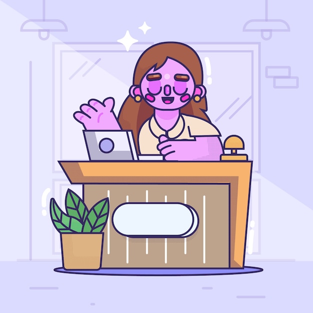 Free vector hand drawn receptionist cartoon illustration