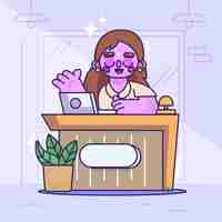 Free vector hand drawn receptionist cartoon illustration