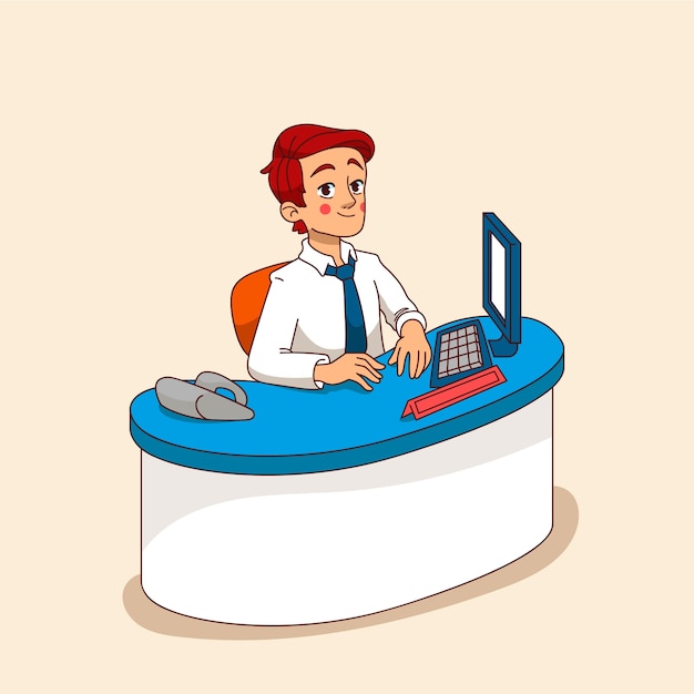 Vettore gratuito illustrazione di cartone animato della receptionist disegnata a mano