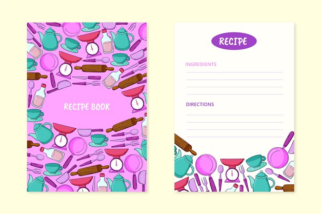 Free vector hand drawn recipe book template