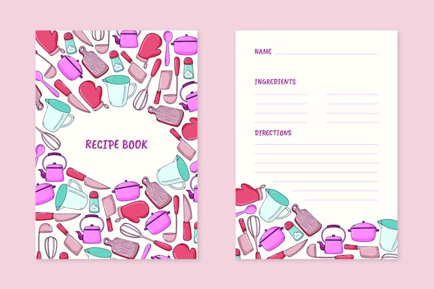 Hand drawn recipe book template