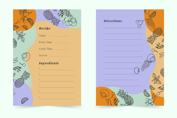 Free Vector hand drawn recipe book template