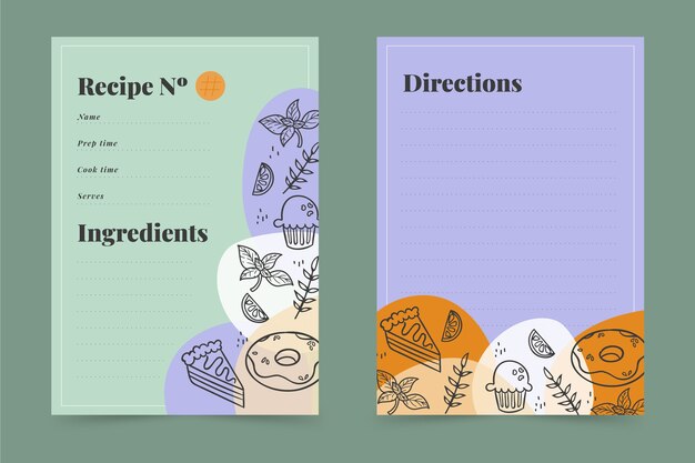 Hand drawn recipe book template