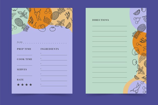 Hand drawn recipe book template