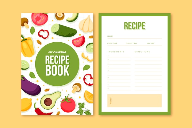 Free vector hand drawn recipe book template