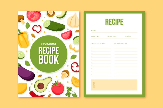 Free vector hand drawn recipe book template