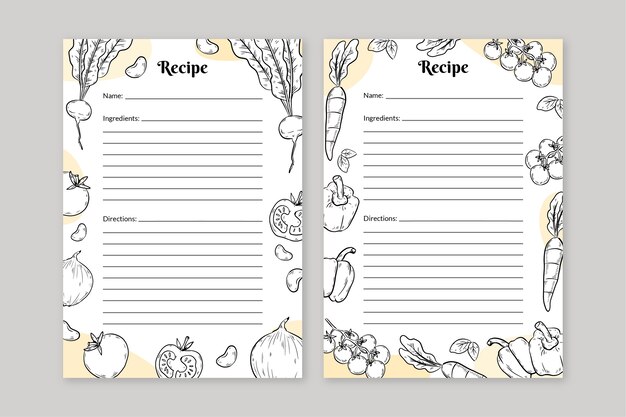 Hand drawn recipe book template