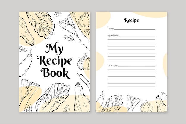 Hand drawn recipe book template