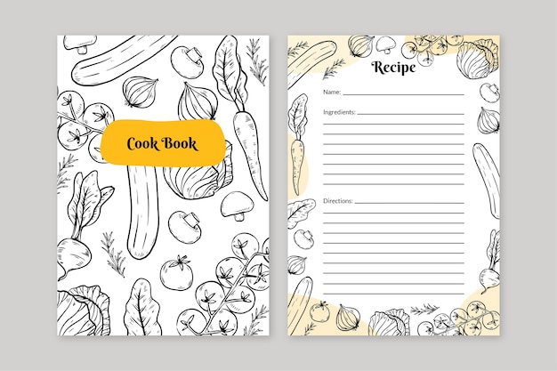Free vector hand drawn recipe book template