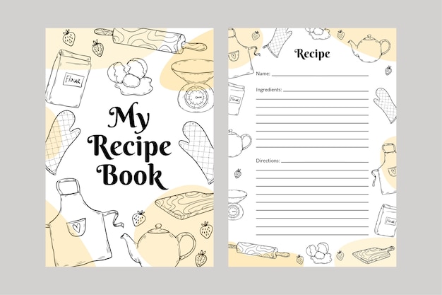 Hand drawn recipe book template