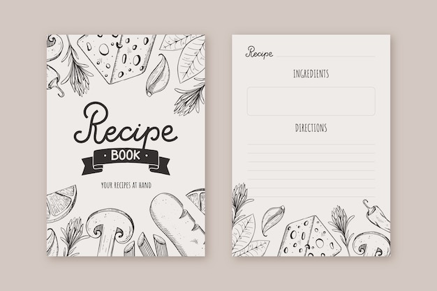 Free vector hand drawn recipe book template