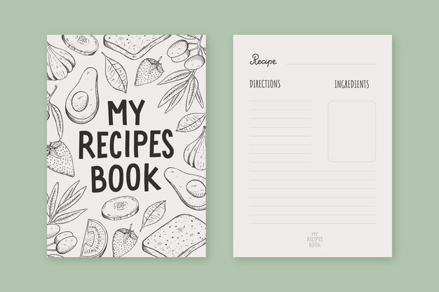 Hand drawn recipe book template