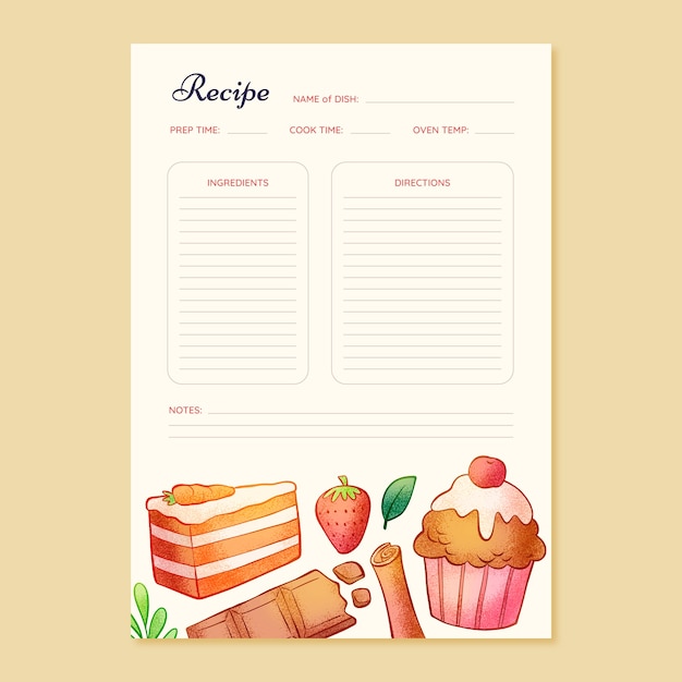 Free vector hand drawn recipe template design