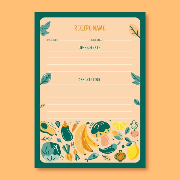 Hand drawn recipe template design