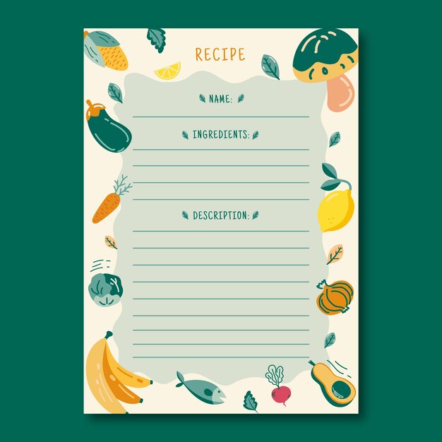 Hand drawn recipe template design