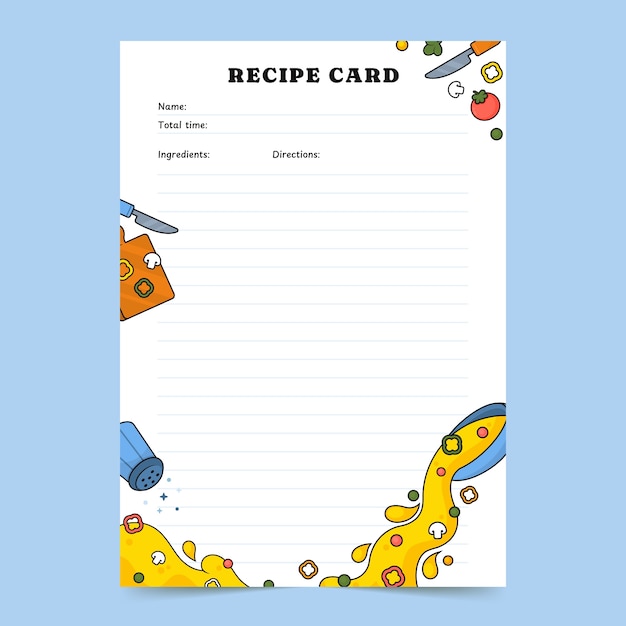 Free vector hand drawn recipe template