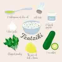 Free vector hand drawn recipe tzatziki