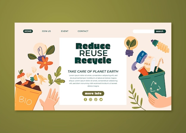 Free vector hand drawn recycling and ecology landing page